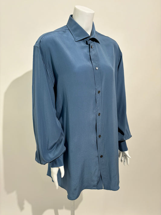 Midnight Blue 80s Svilena Košulja HELM:VNTG