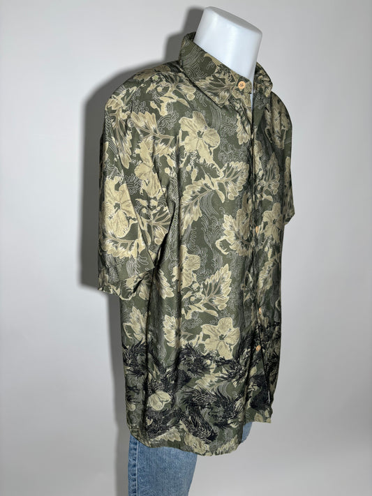 Olive Blossom 90s Hawaiian Košulja HELM:VNTG