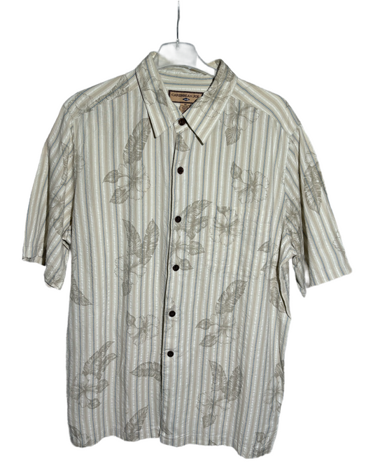 Tropical Sands 80s Striped Hawaiian Košulja HELM:VNTG