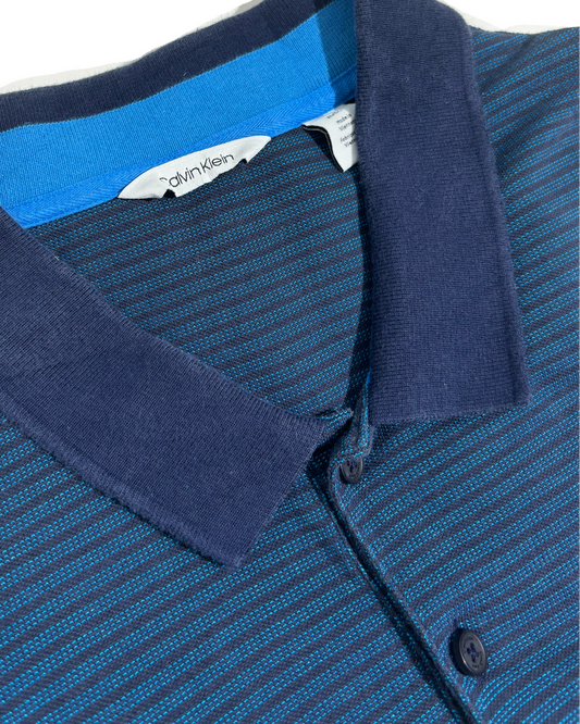 Calvin Klein Blue Striped Classic Polo Majica Calvin Klein