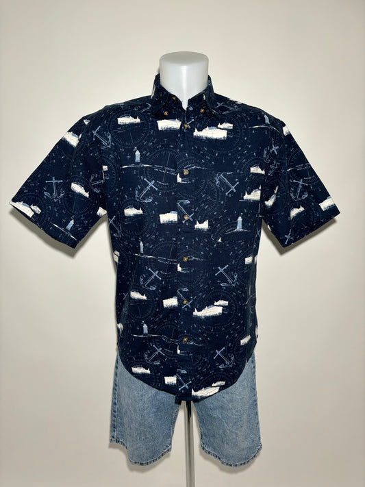 Nautical Compass 90s Hawaiian Košulja front
