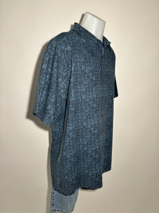 Mystic Squares 80s Geometric Hawaiian Košulja HELM:VNTG