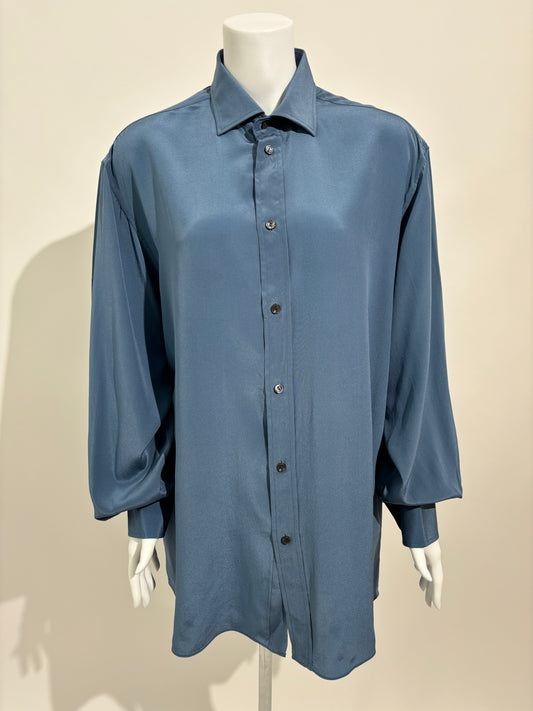 Midnight Blue 80s Svilena Košulja HELM:VNTG