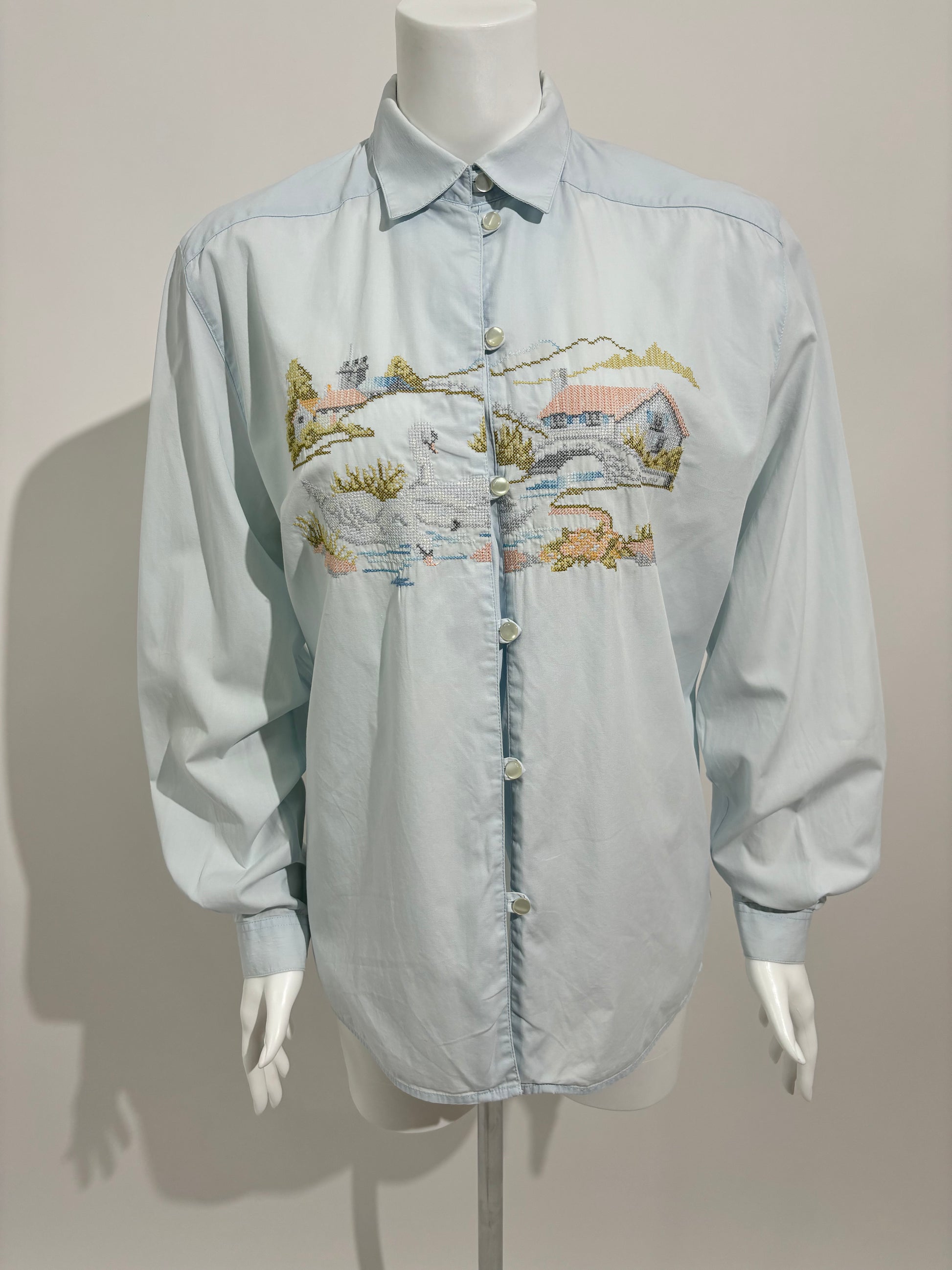 Pastoral Scene 80s Embroided Košulja HELM:VNTG