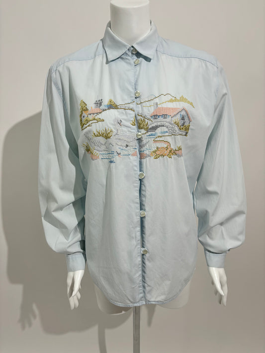 Pastoral Scene 80s Embroided Košulja HELM:VNTG