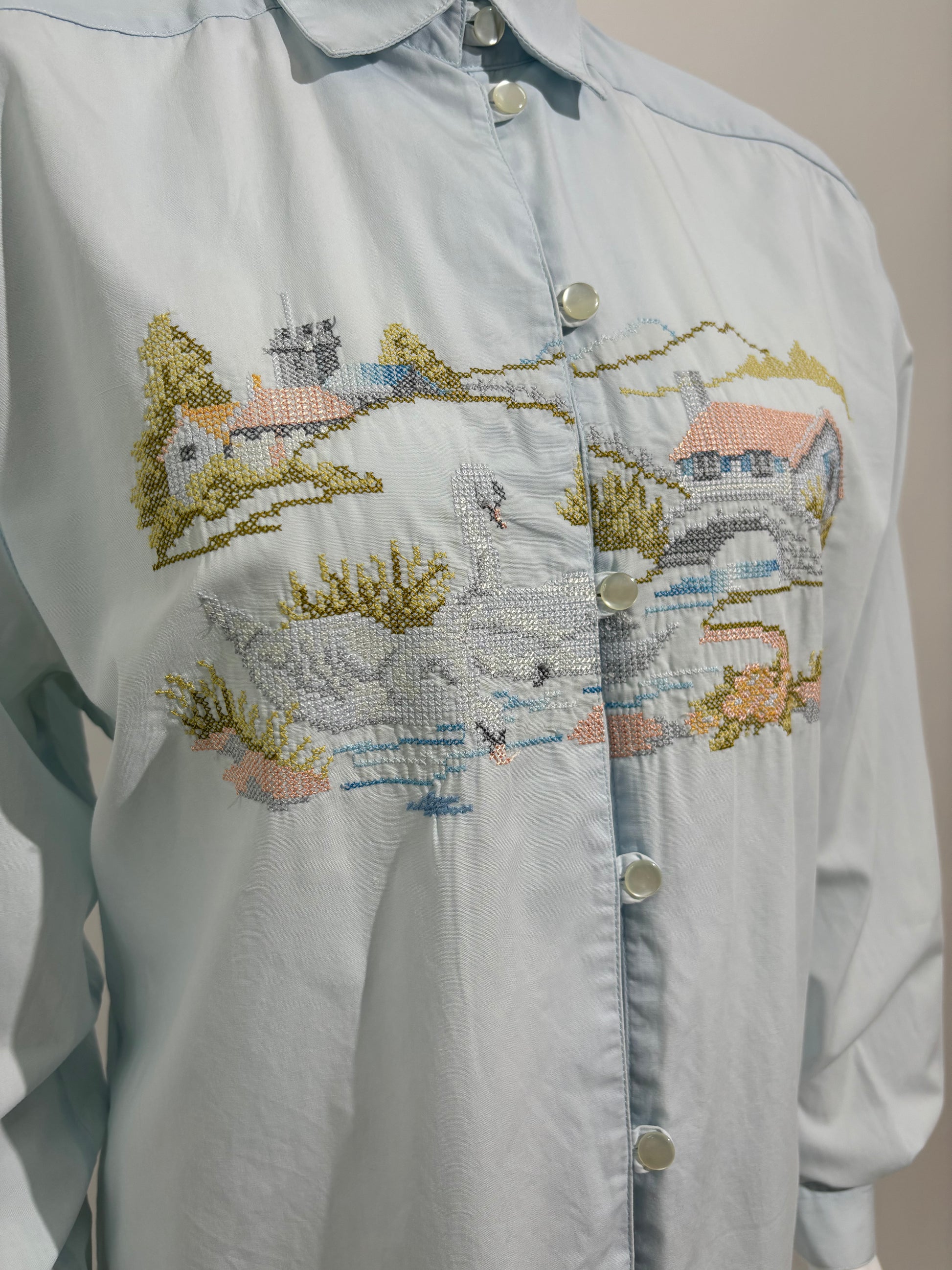 Pastoral Scene 80s Embroided Košulja HELM:VNTG