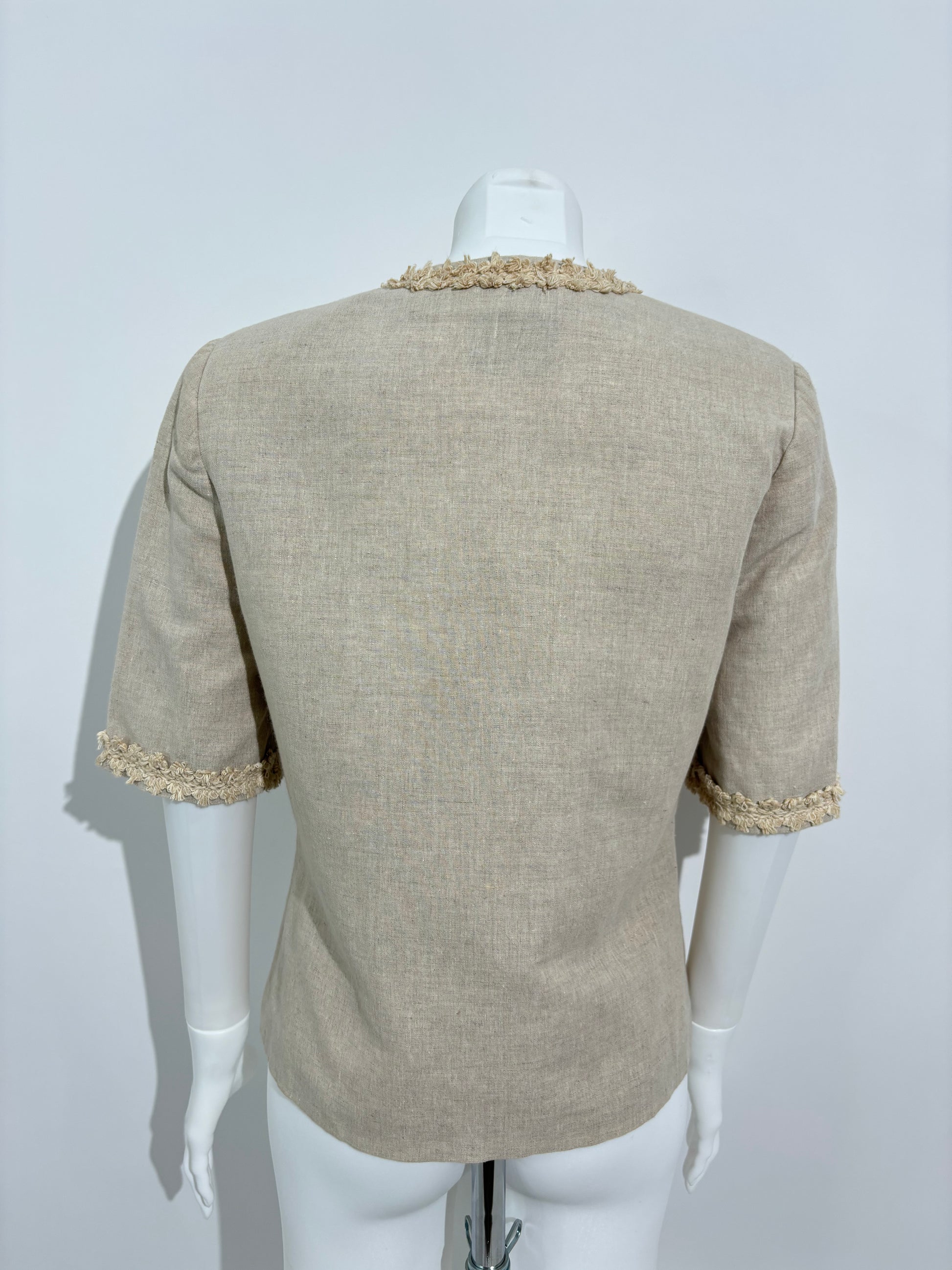 Rustic Elegance 80s Linen Blejzer HELM:VNTG