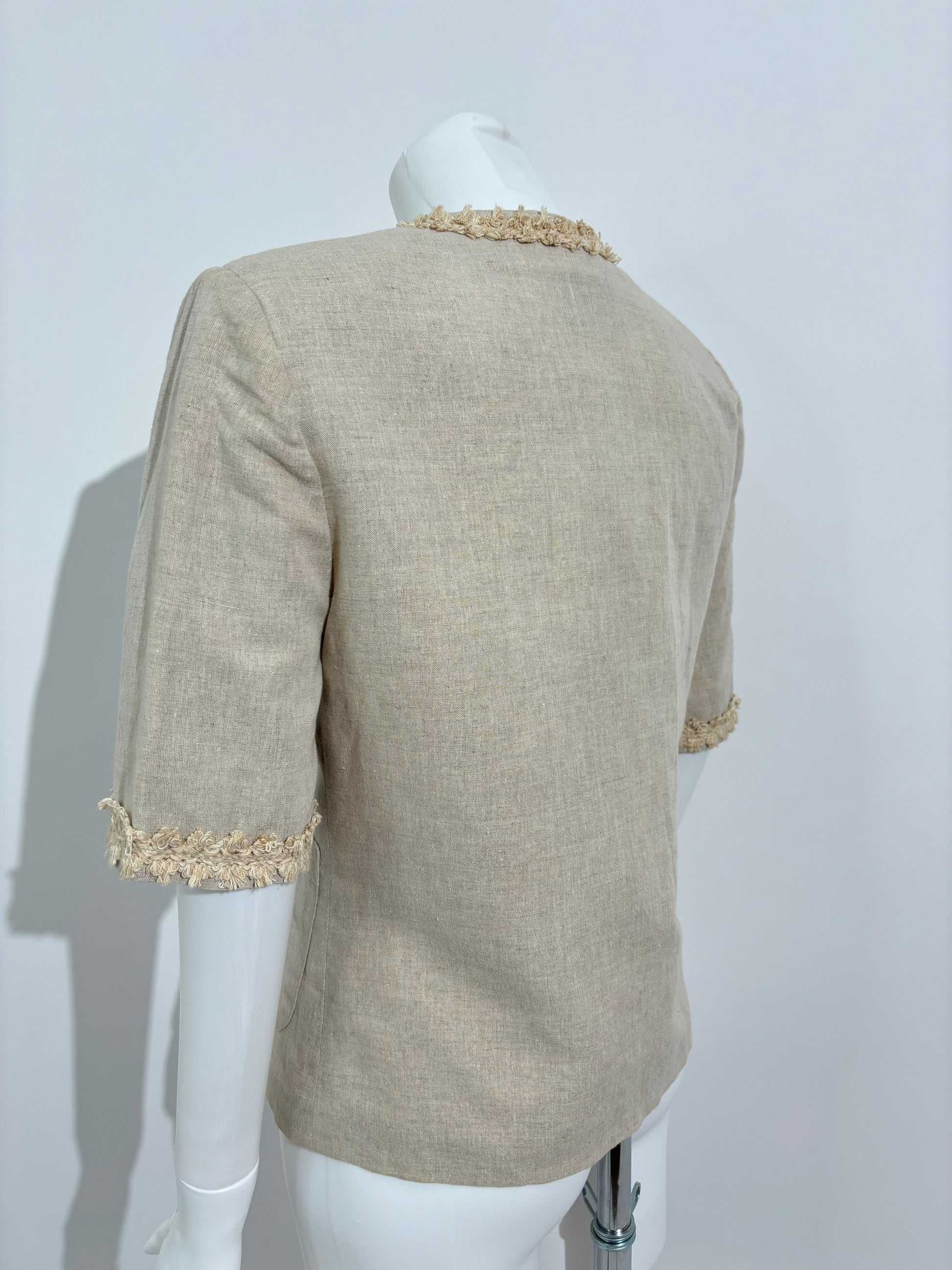 Rustic Elegance 80s Linen Blejzer HELM:VNTG