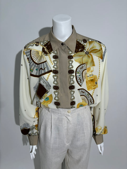 Golden Elegance 80s Boemska Košulja HELM:VNTG