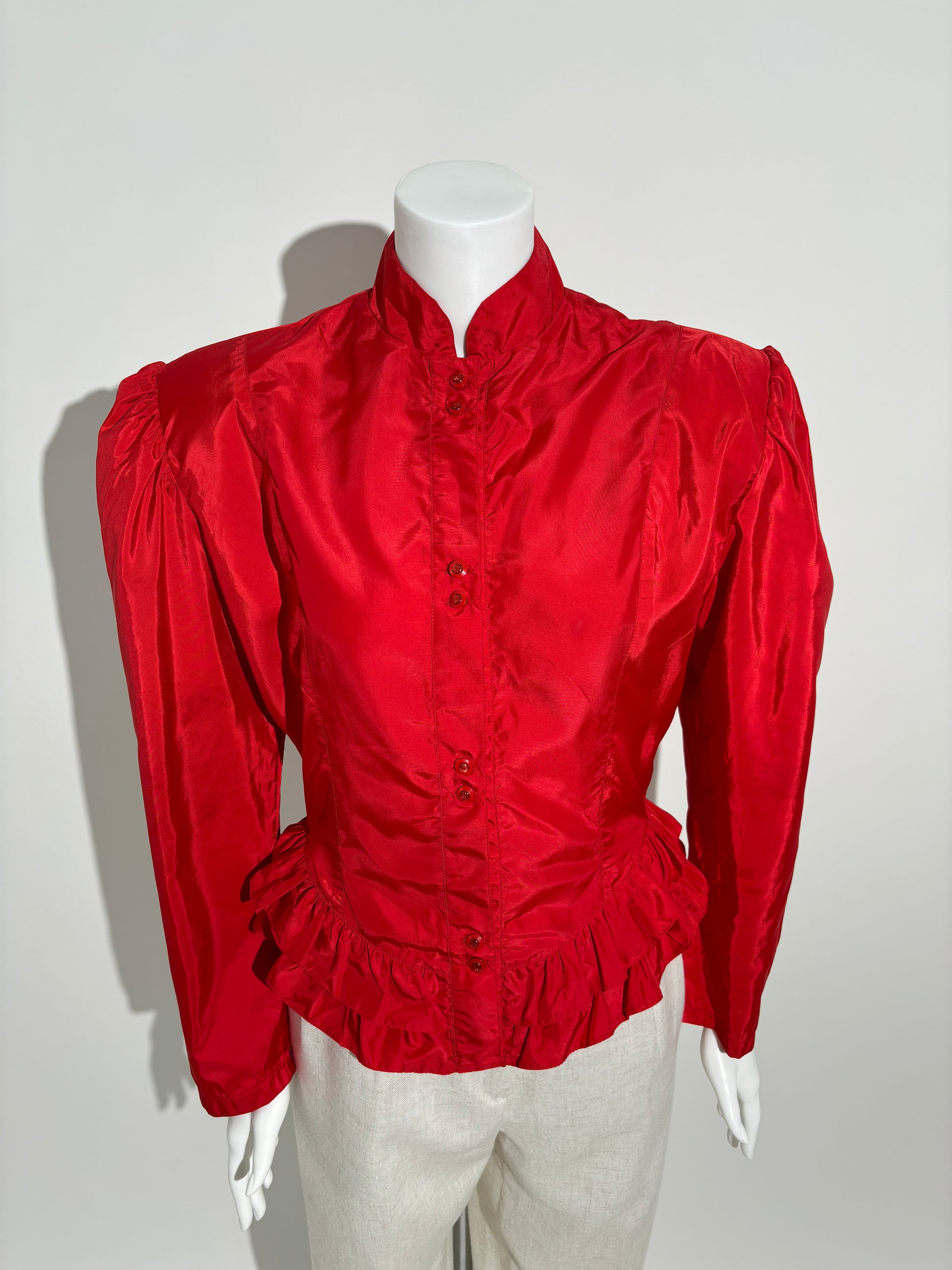 Red Velvet 80s Viktorijanska Bluza HELM:VNTG