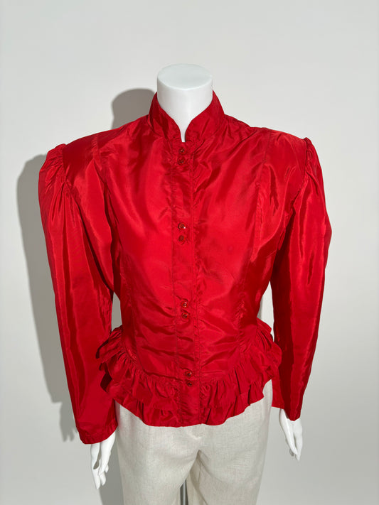 Red Velvet 80s Viktorijanska Bluza HELM:VNTG