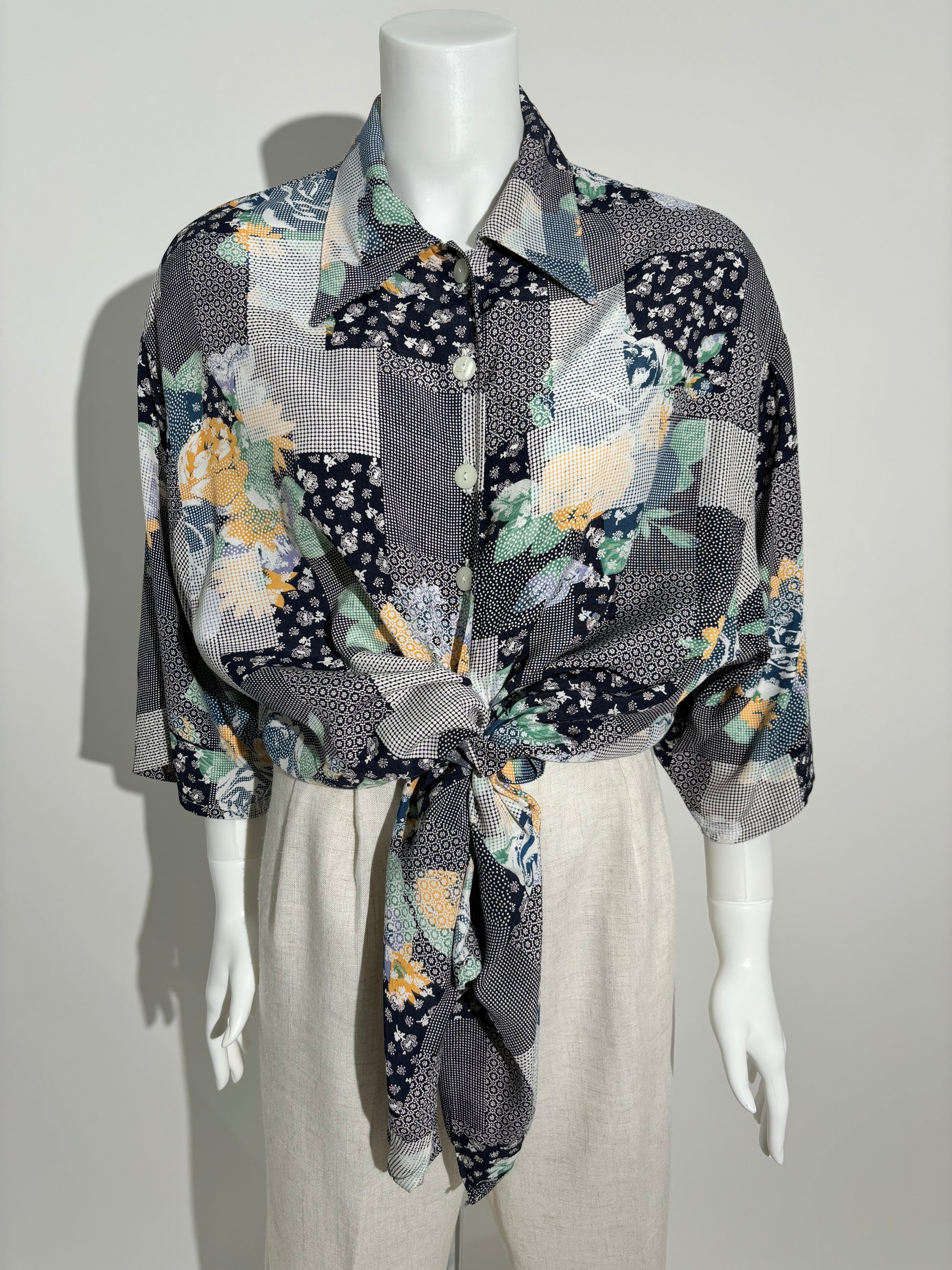 Patchwork Floral Košulja iz 80ih HELM:VNTG