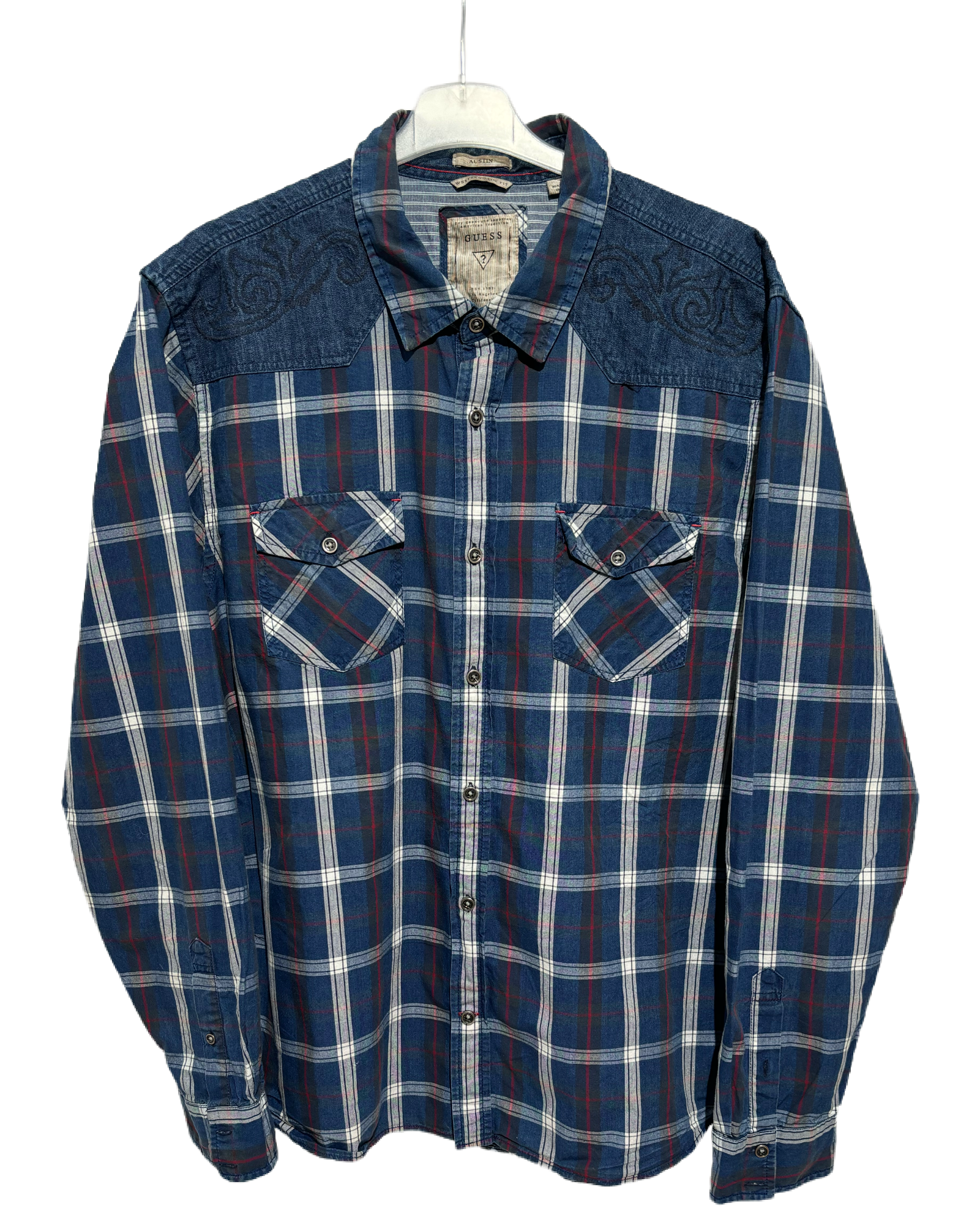 Guess Blu Classic Checkered Košulja Guess