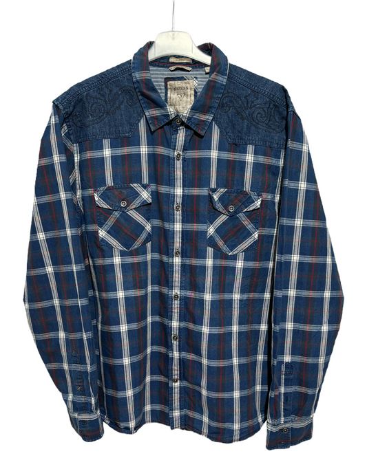 Guess Blu Classic Checkered Košulja Guess