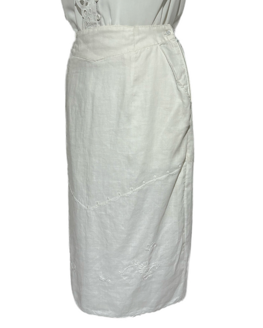 Ivory Elegance 80s Linen Suknja HELM:VNTG