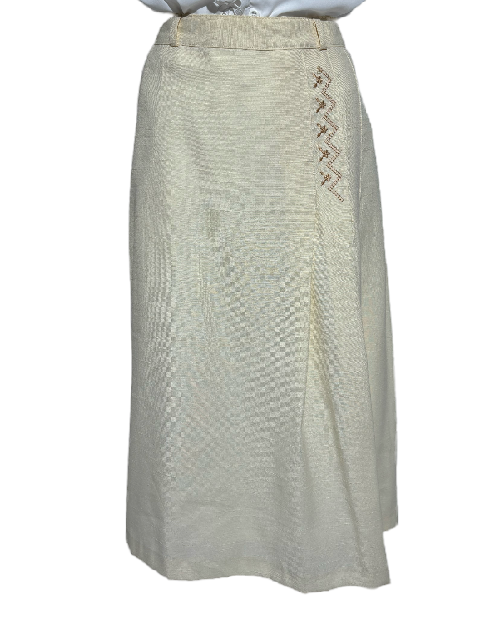 Embroidered Elegance 70s Pleated Suknja HELM:VNTG