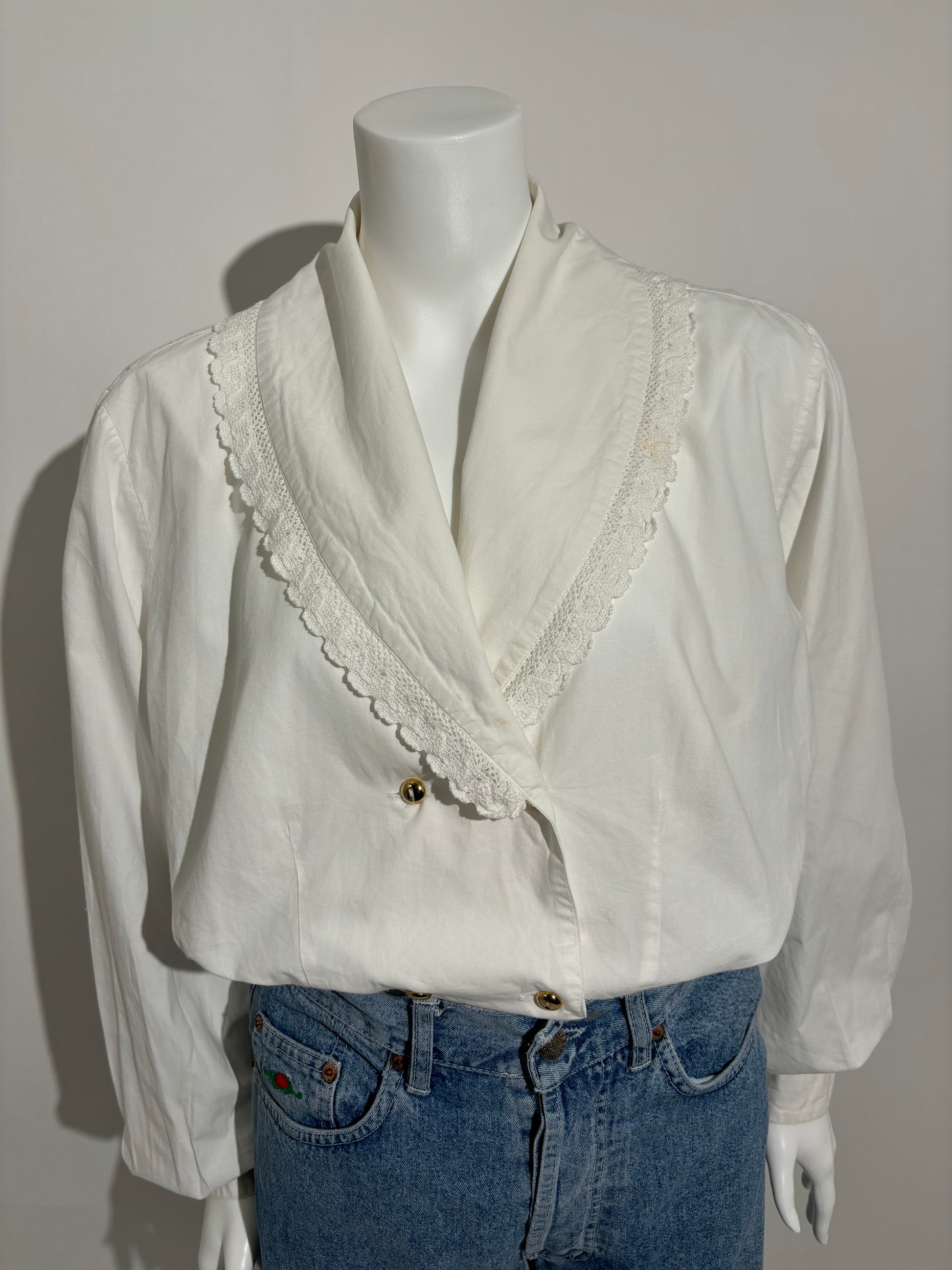 Ivory Lace 80s Elegant Bluza HELM:VNTG