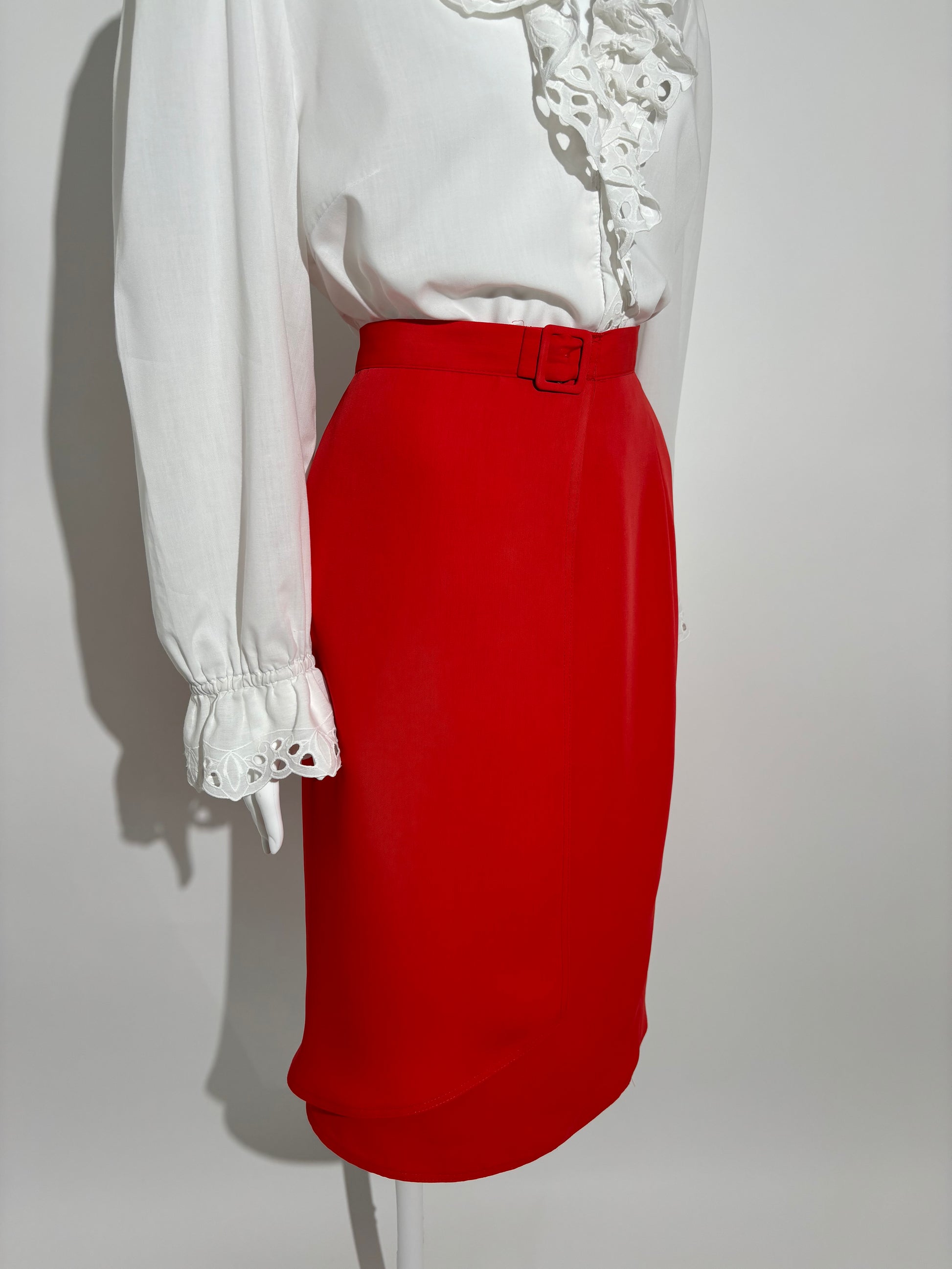 Red Elegant 80s Suknja HELM:VNTG