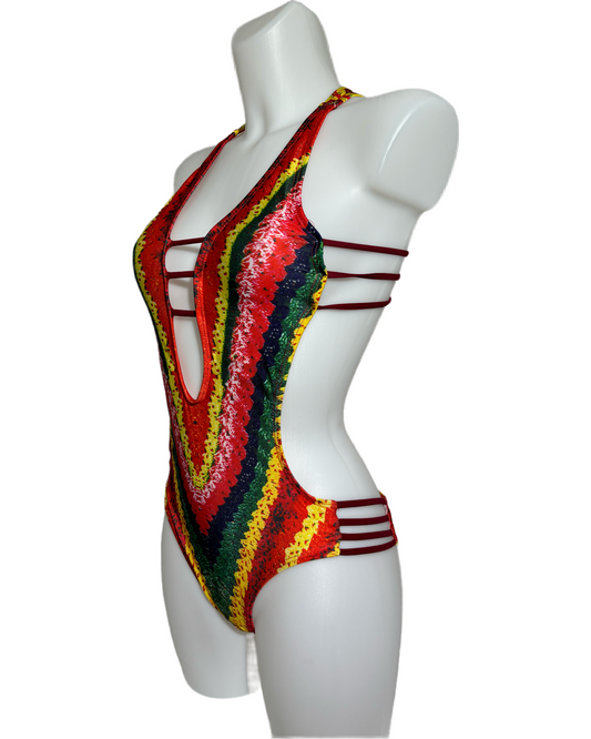 Vivid Rainbow 79s Crochet Jednodelni Kupaći HELM:VNTG