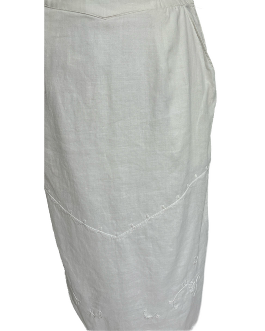 Ivory Elegance 80s Linen Suknja HELM:VNTG