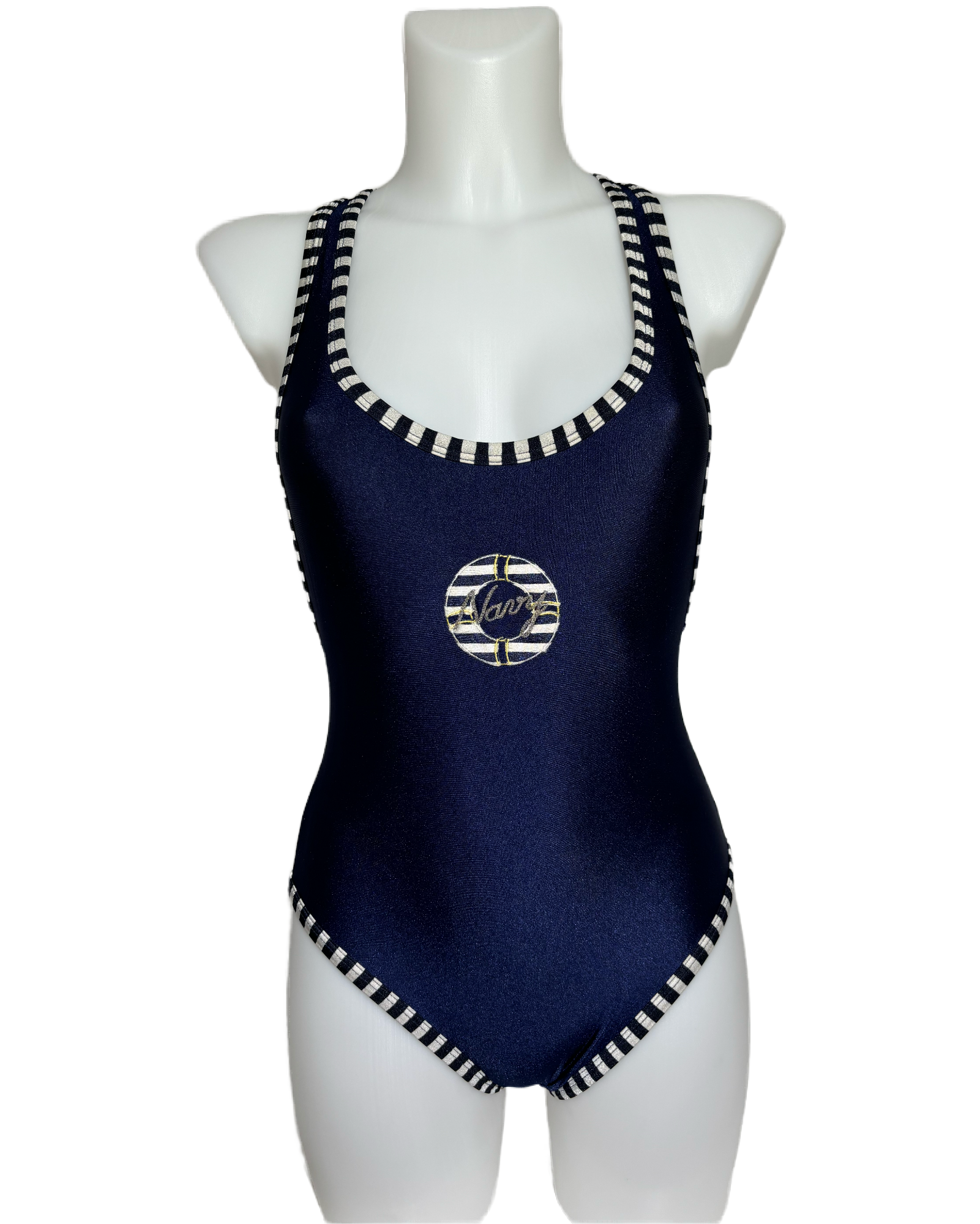 Navy Stripes 80s Nautical Jednodelni Kupaći HELM:VNTG