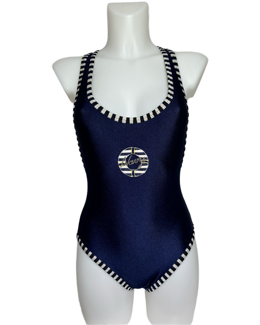 Navy Stripes 80s Nautical Jednodelni Kupaći HELM:VNTG