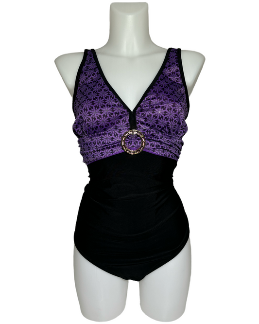 Purple Geometric Glam 90s Jednodelni Kupaći HELM:VNTG