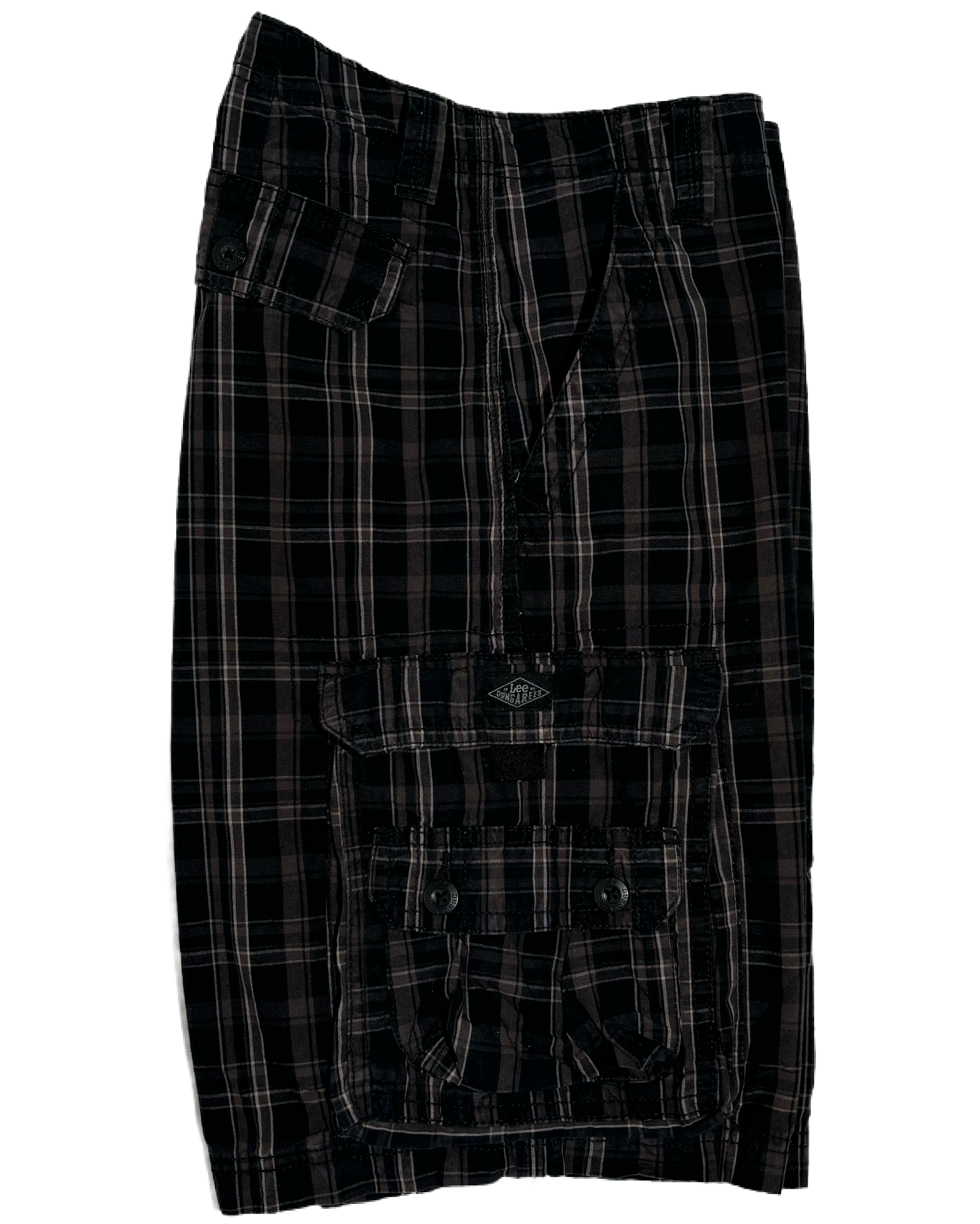 Lee Dungarees Dark Green Checkered Cargo Bermude