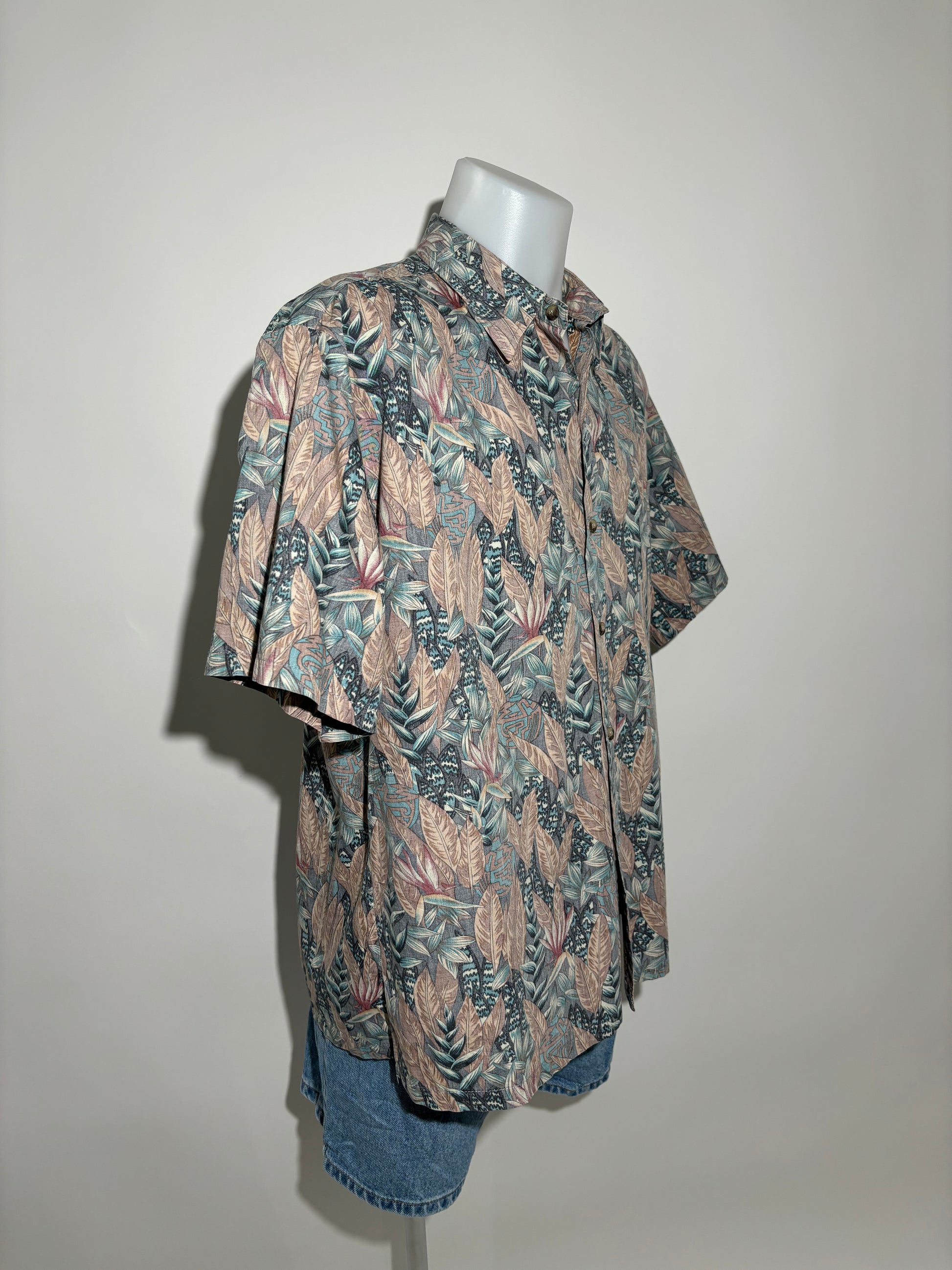 Hawaiian Leaf Pattern 90s Hawaiian Košulja HELM:VNTG