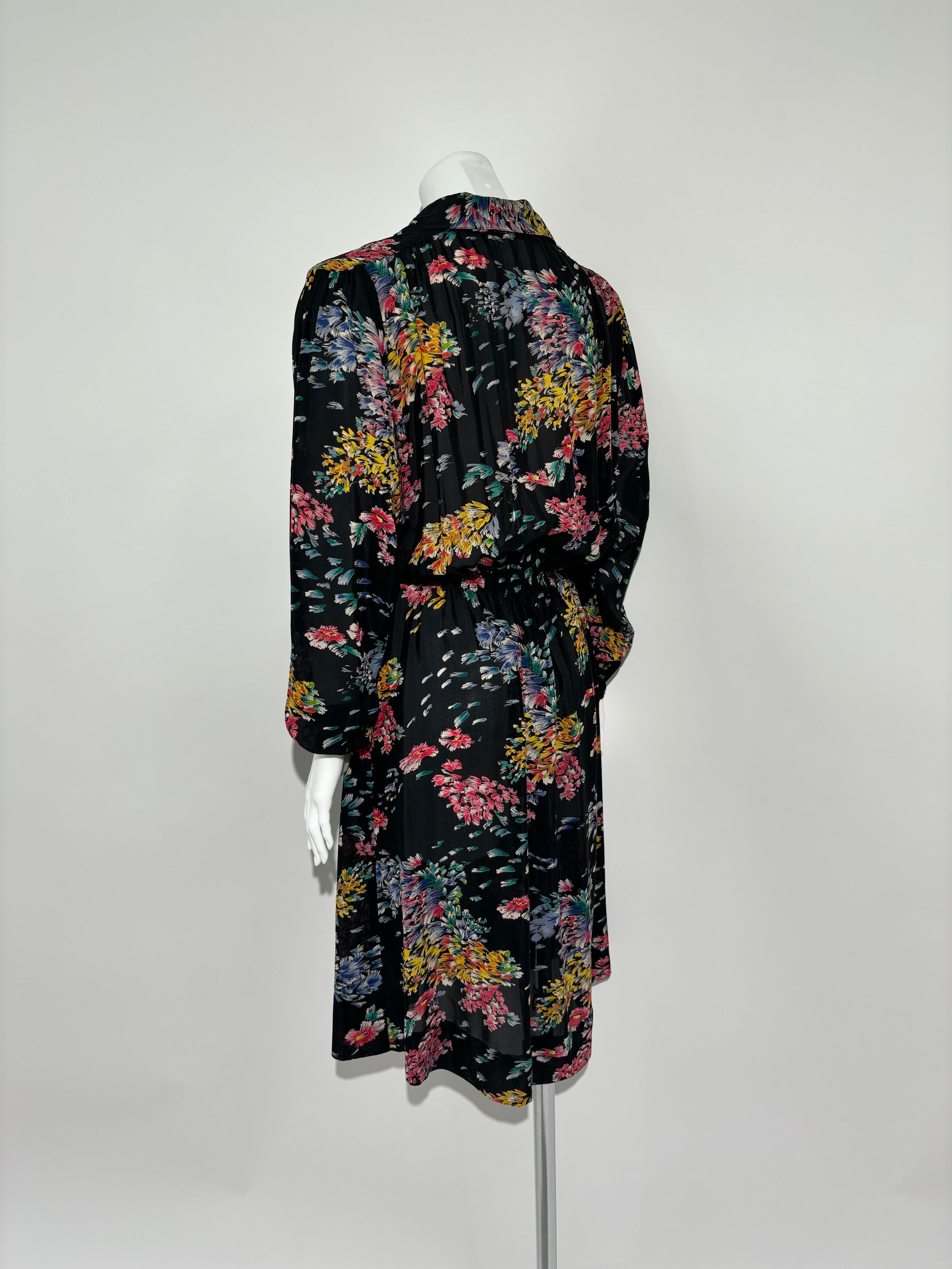 Midnight Bloom 80s Floral Haljina HELM:VNTG