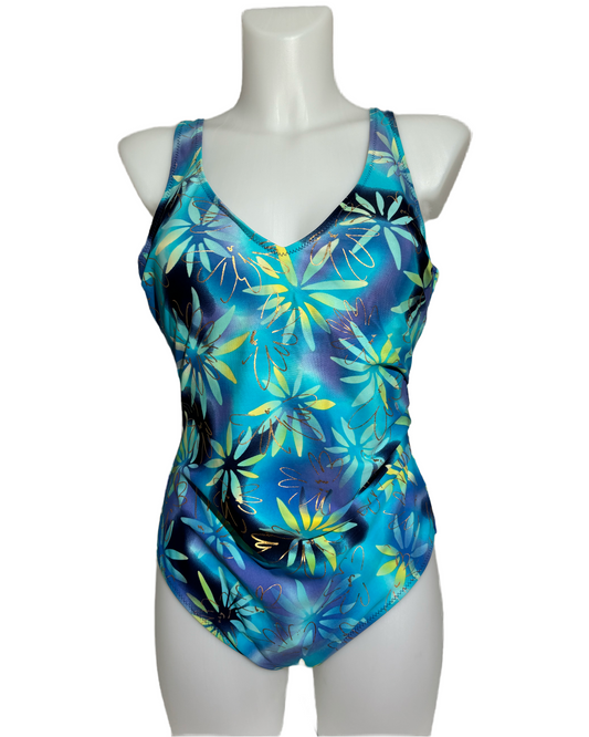 Blue Bloom 80s Floral Jednodelni Kupaći HELM:VNTG