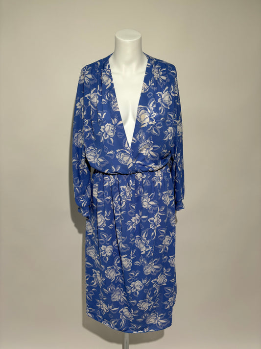 Flower Dreams 80s Blue Haljina HELM:VNTG