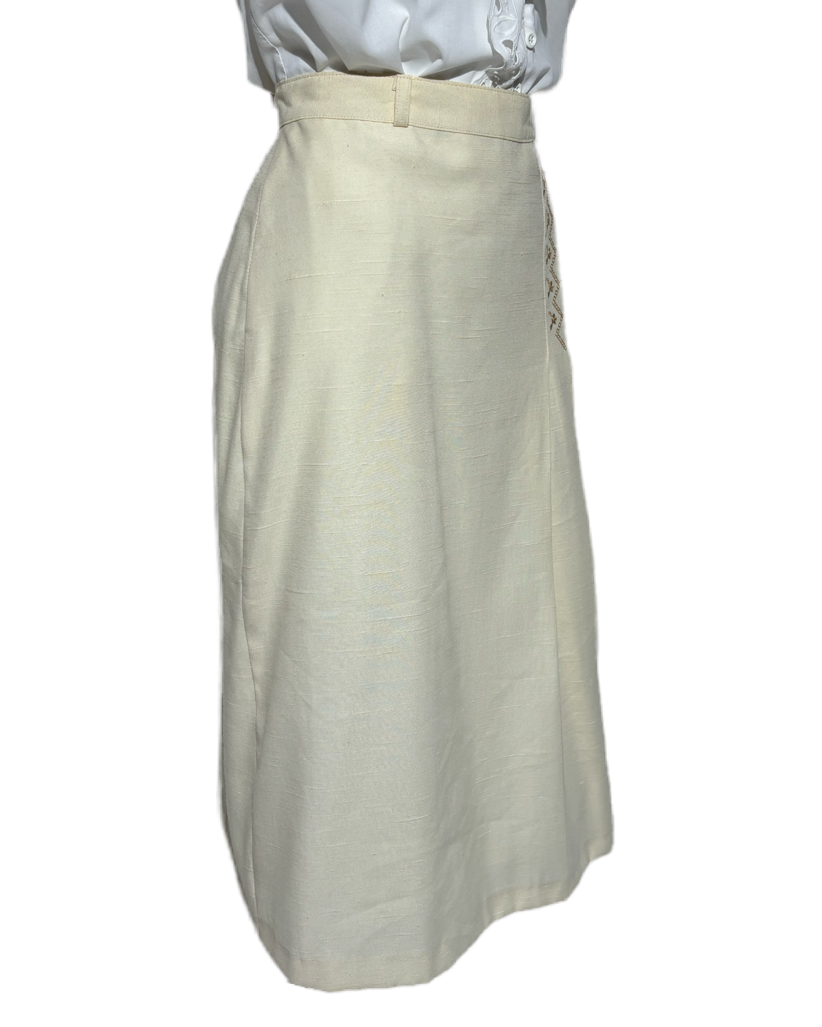 Embroidered Elegance 70s Pleated Suknja HELM:VNTG