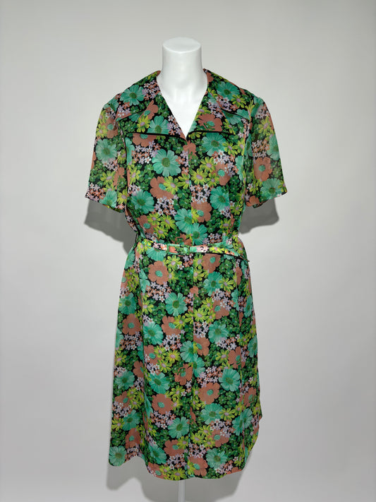 Meadow Blossom 70s Floral Haljina HELM:VNTG