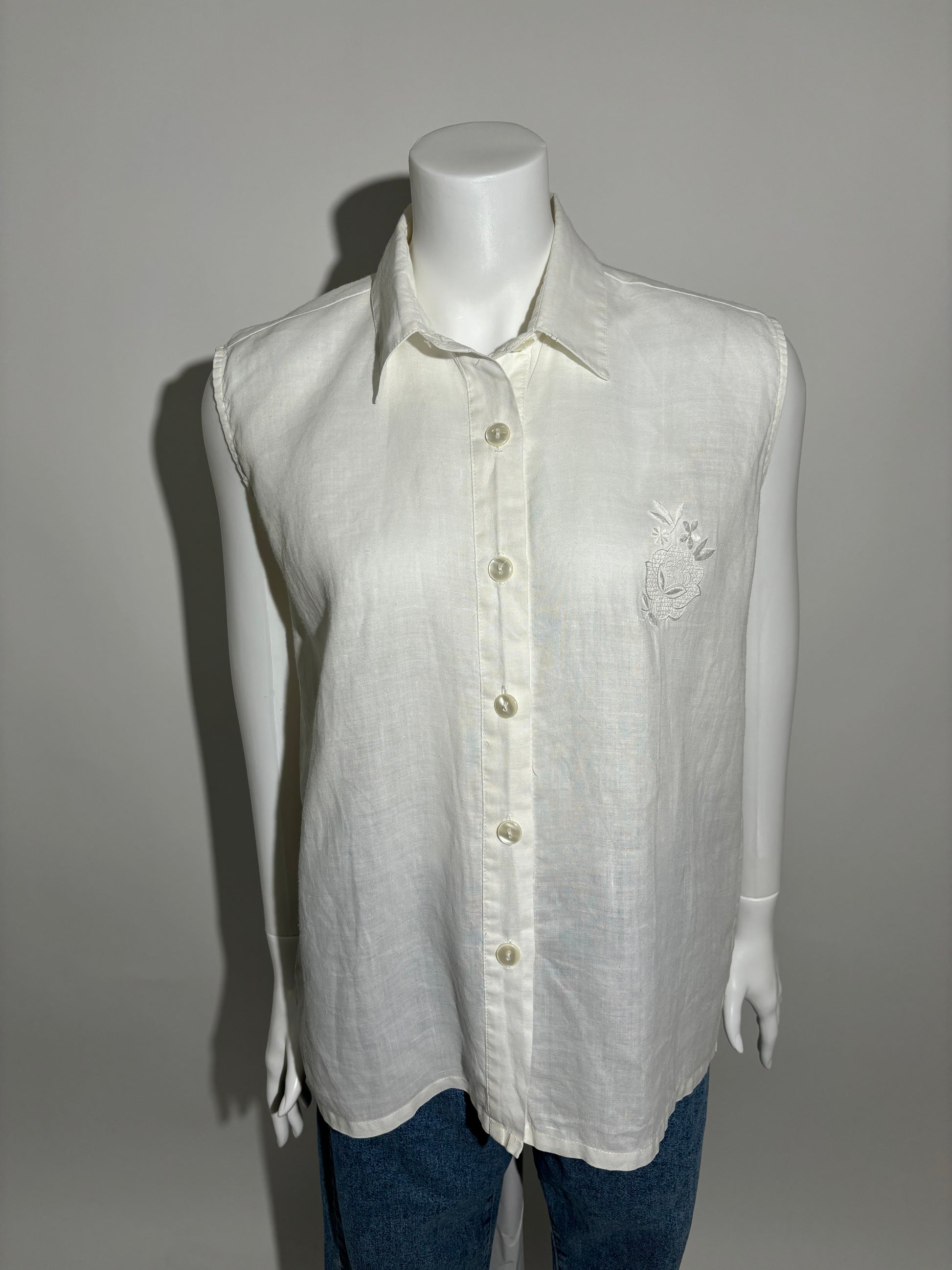 Ivory Tie-Front 90s Casual Bluza HELM:VNTG