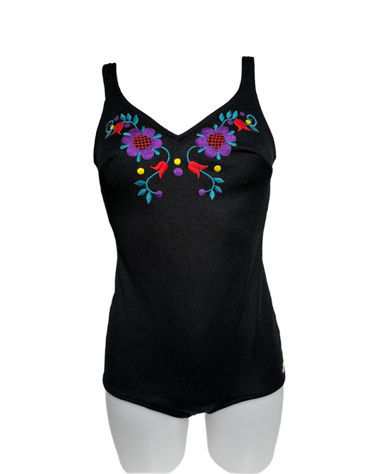 Boho Elegance 80s Embroidered Jednodelni Kupaći HELM:VNTG