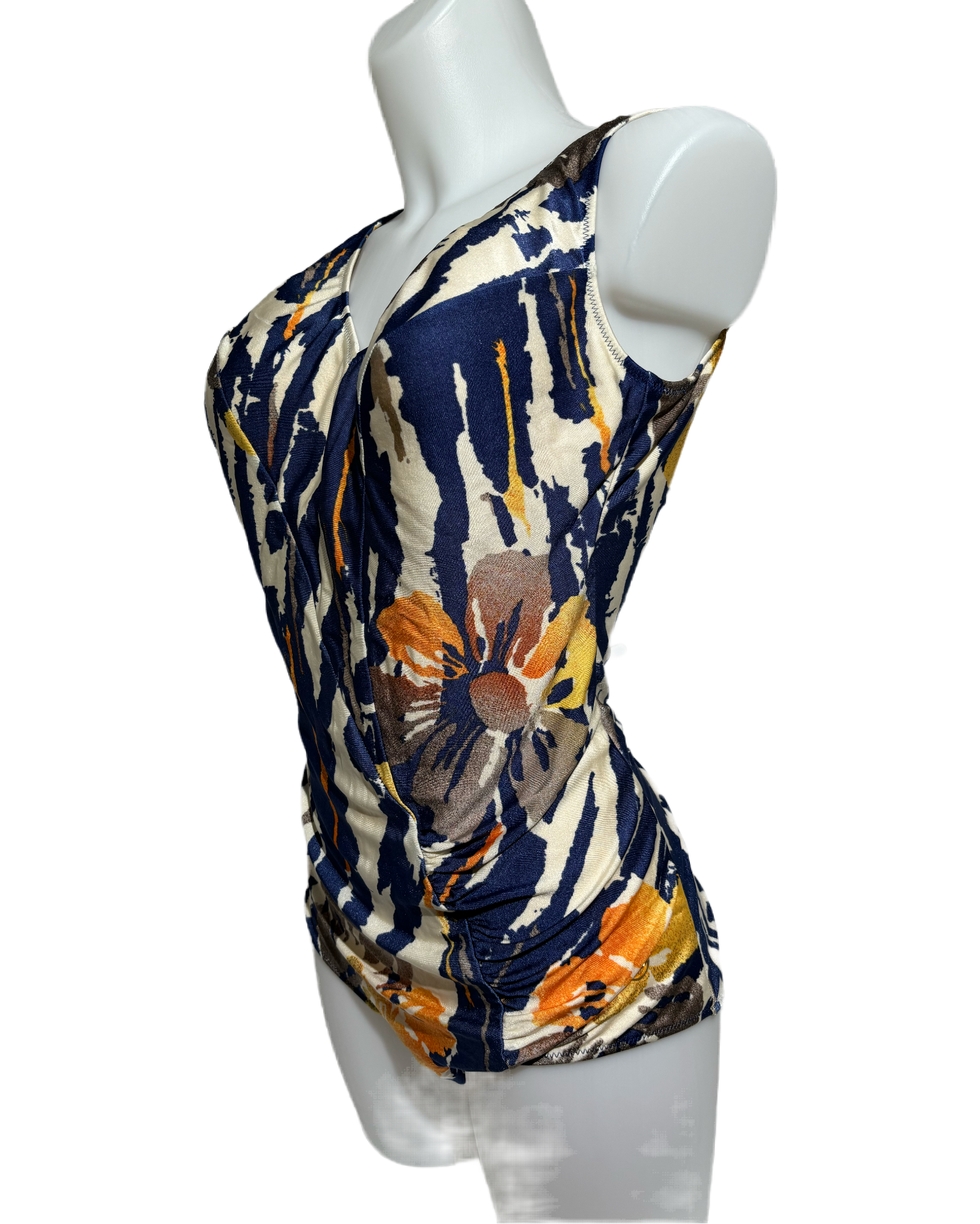 Abstract Waves 80s Floral Jednodelni Kupaći HELM:VNTG