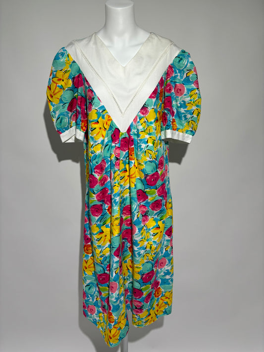 Tropical Blossom 70s Boho Haljina HELM:VNTG