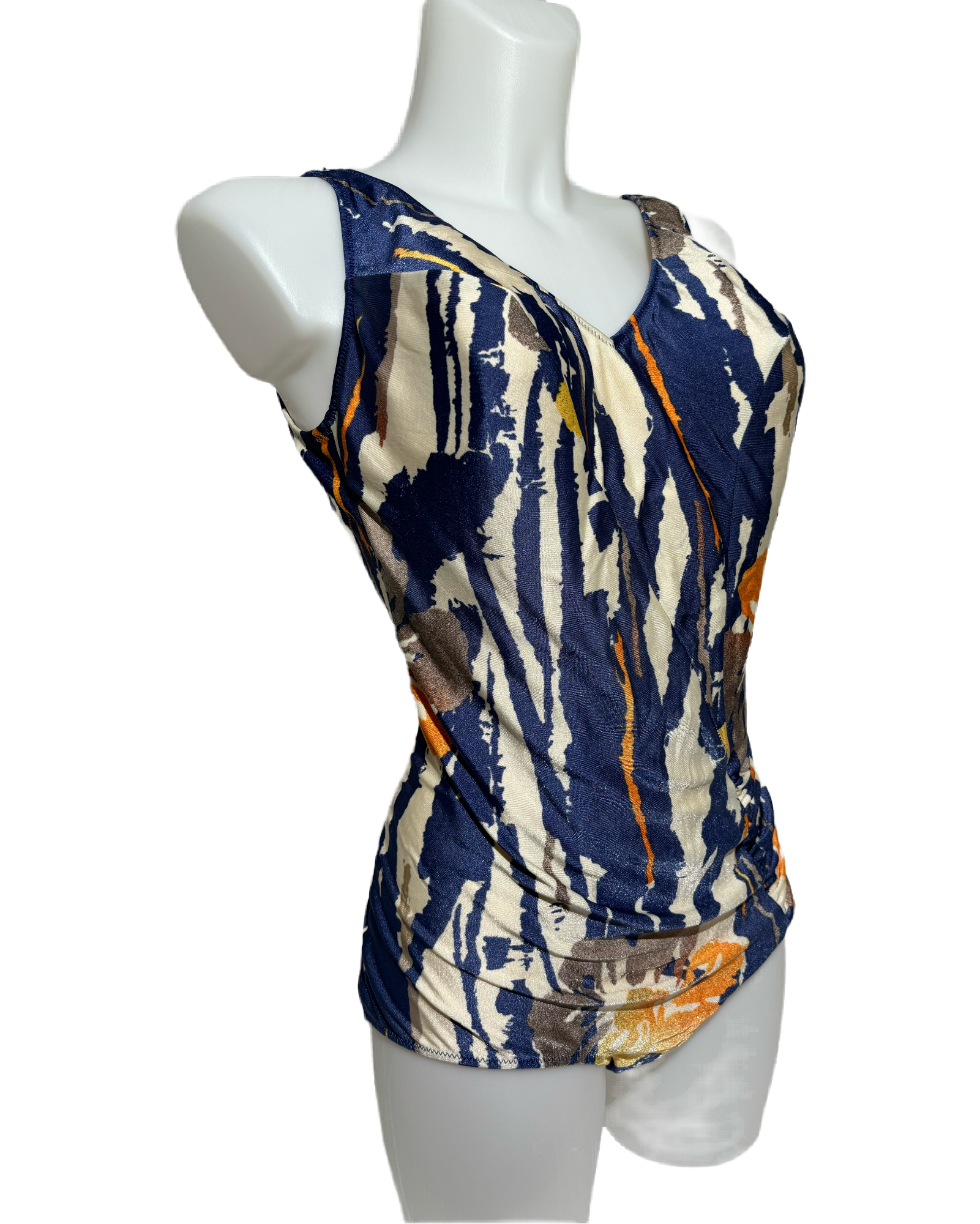 Abstract Waves 80s Floral Jednodelni Kupaći HELM:VNTG