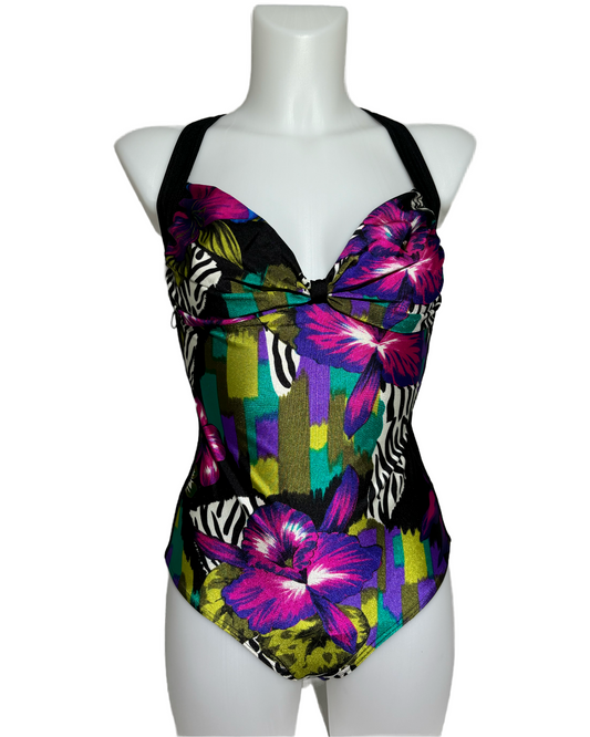 Tropical Vibes 80s Floral Jednodelni Kupaći HELM:VNTG