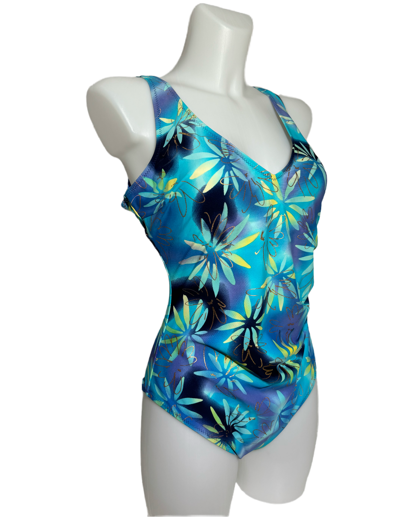 Blue Bloom 80s Floral Jednodelni Kupaći HELM:VNTG