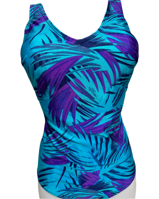 Tropical Twilight 80s Palm Print Jednodelni Kupaći HELM:VNTG