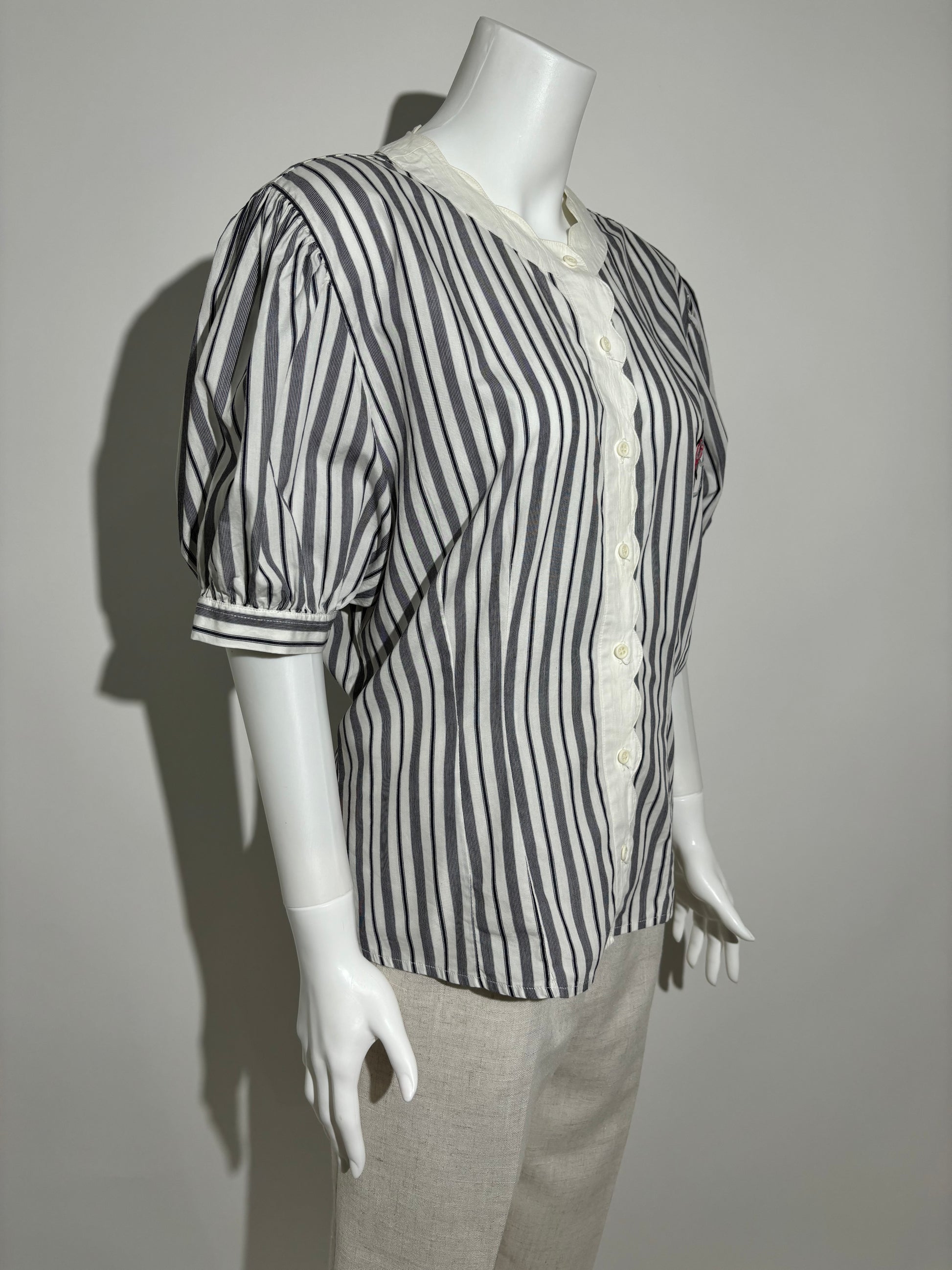 Striped Elegance 80s Bluza HELM:VNTG
