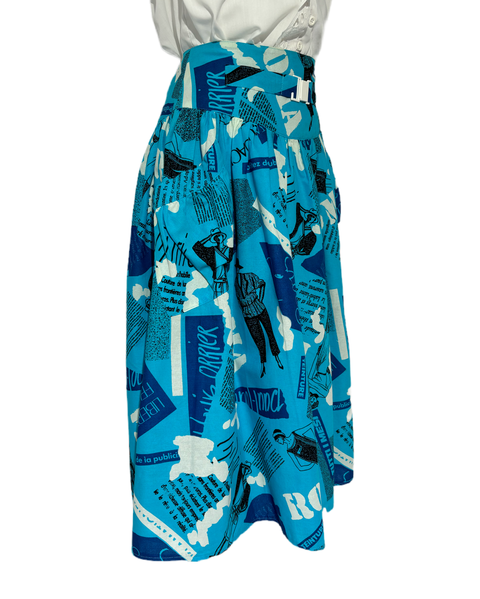 Skyblue Newsprint 90s Suknja HELM:VNTG