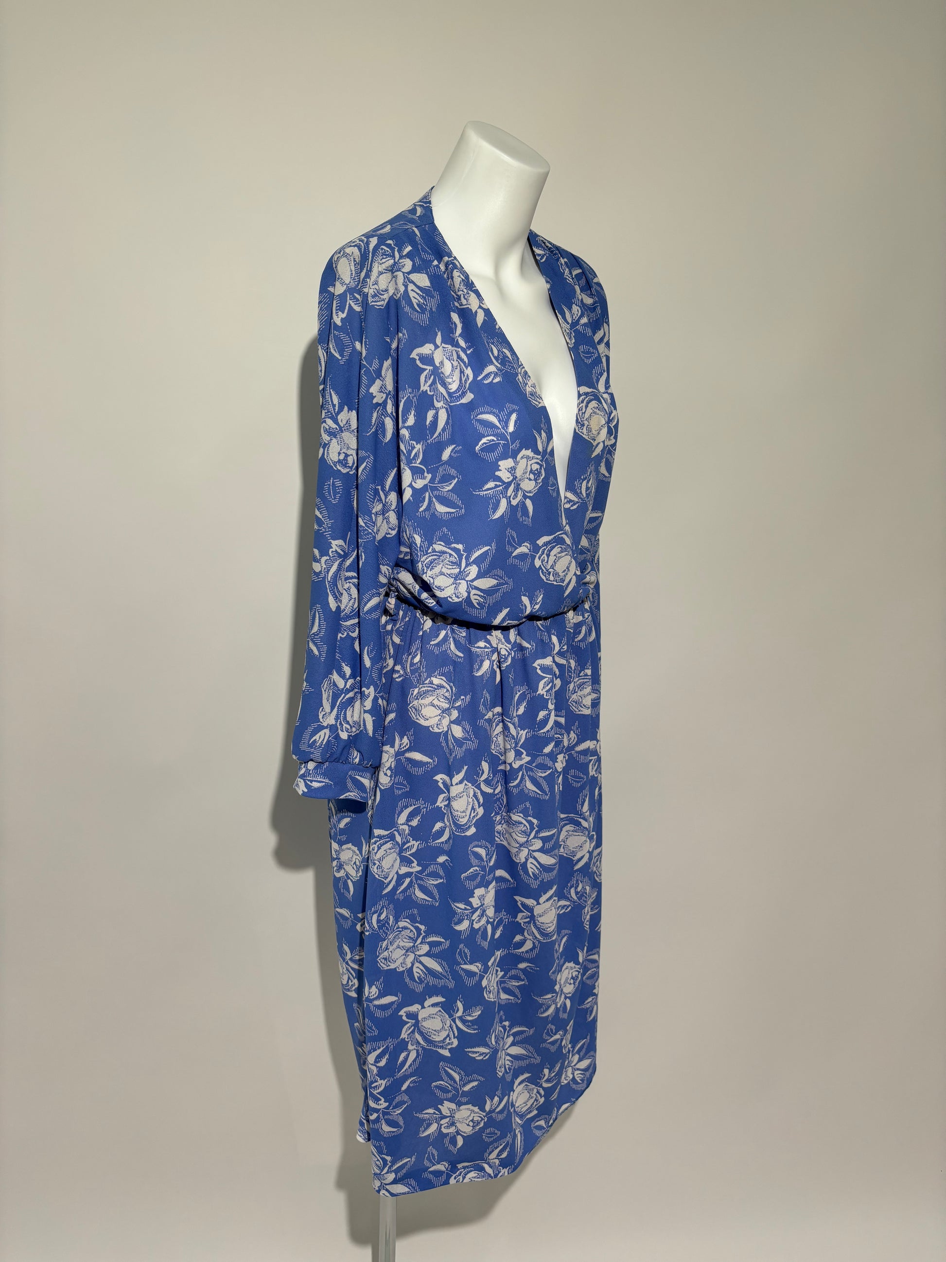 Flower Dreams 80s Blue Haljina HELM:VNTG