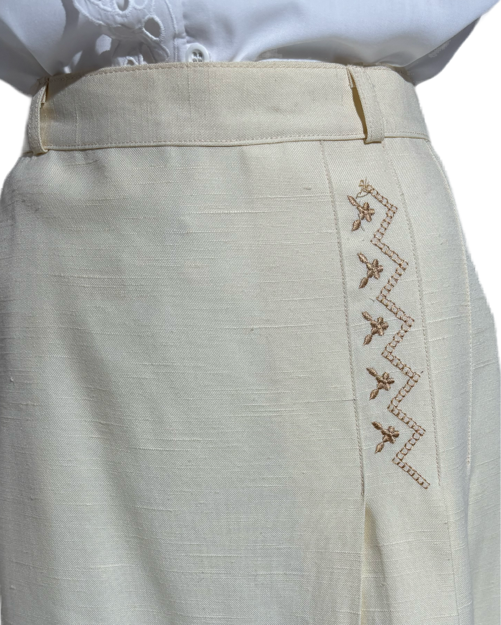 Embroidered Elegance 70s Pleated Suknja HELM:VNTG