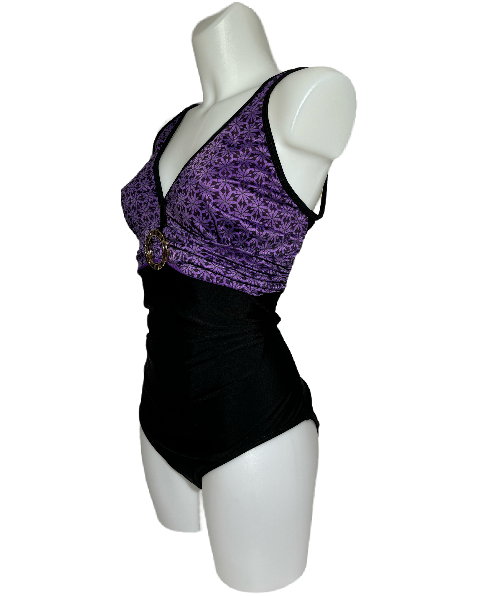 Purple Geometric Glam 90s Jednodelni Kupaći HELM:VNTG