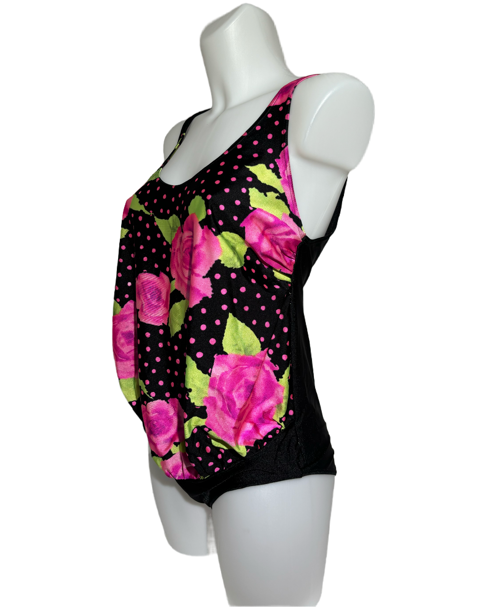 Retro Poka Dot Roses 90s Jednodelni Kupaći HELM:VNTG