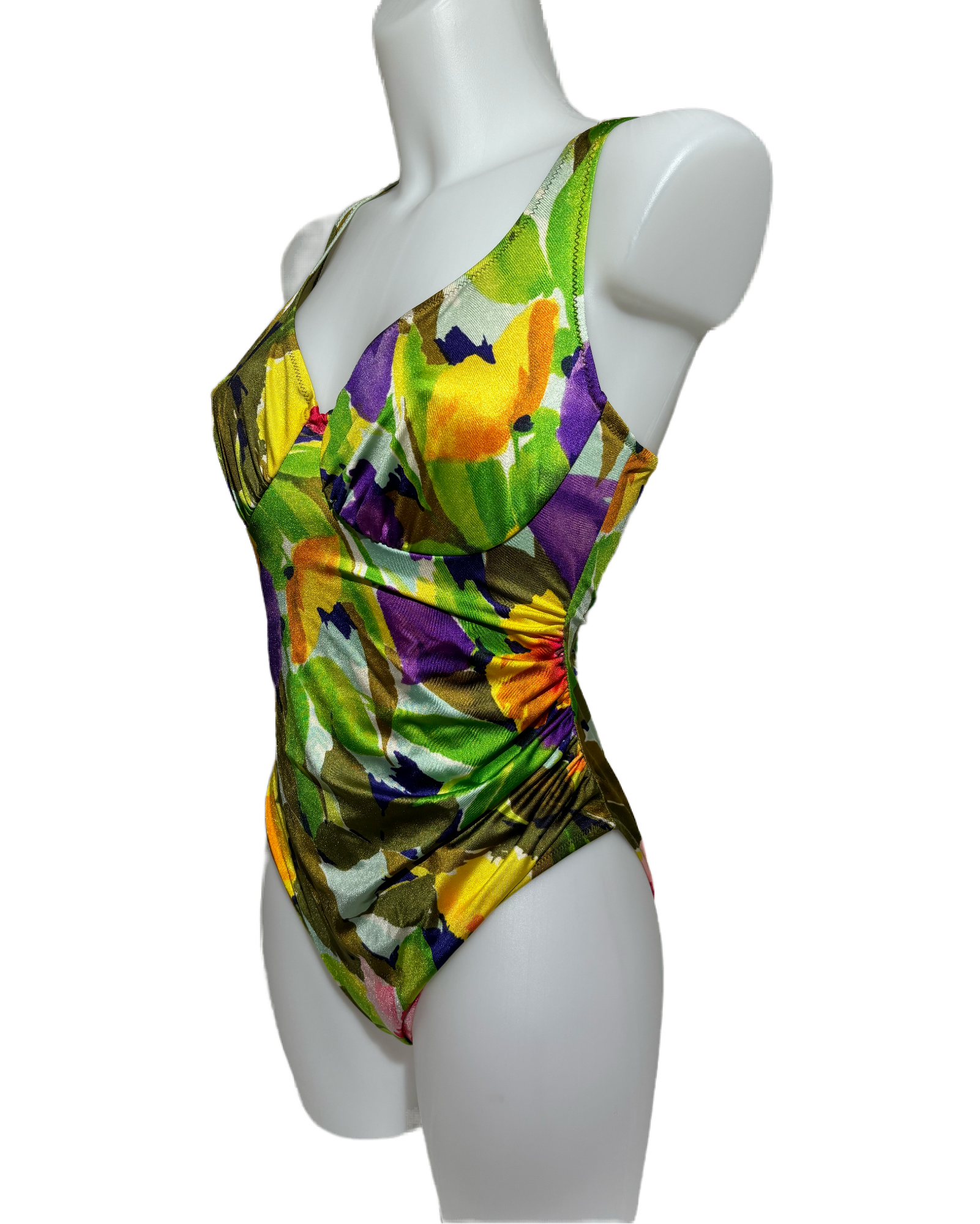 Vivid Abstract 80s Floral Jednodelni Kupaći HELM:VNTG