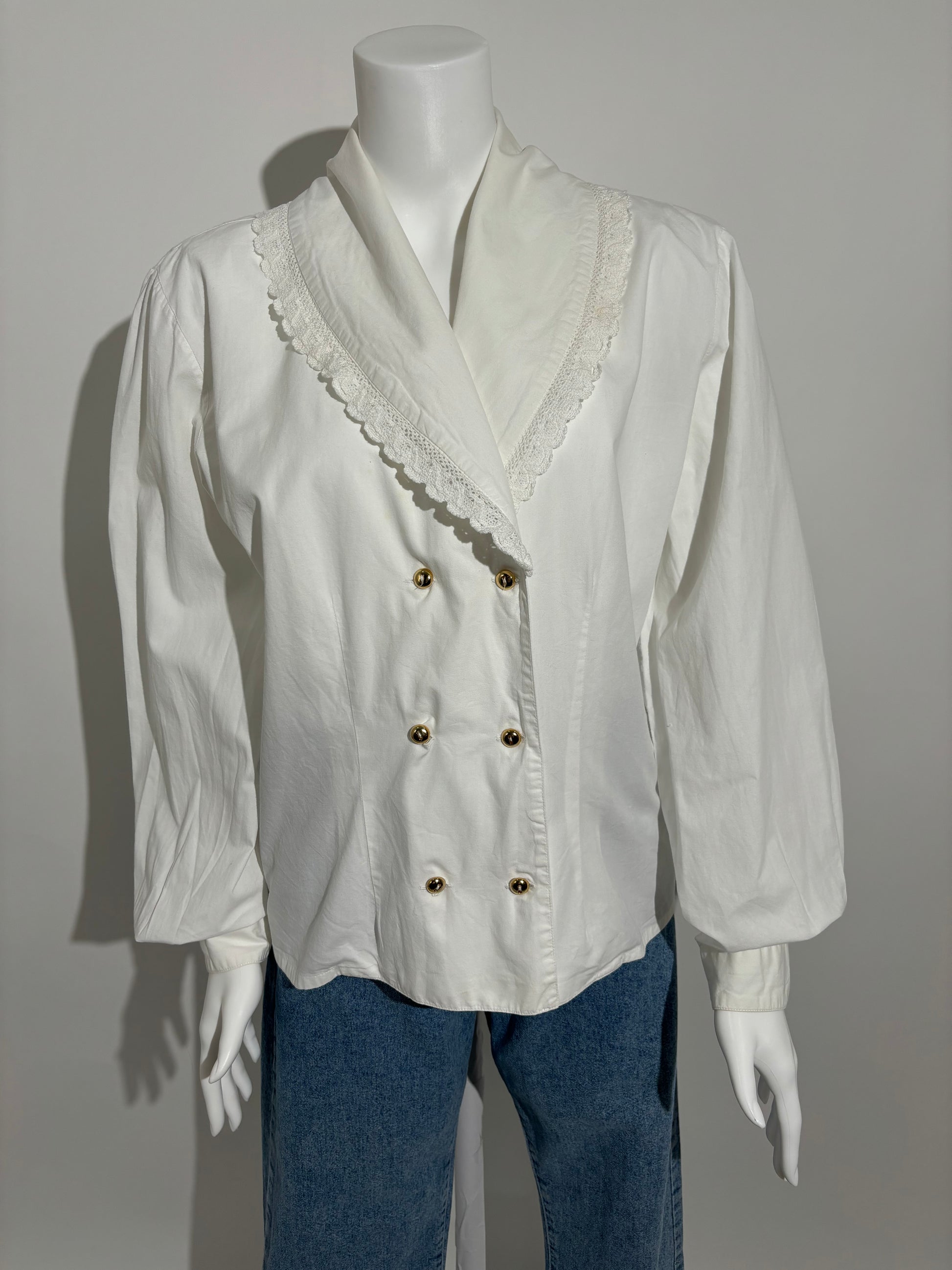 Ivory Lace 80s Elegant Bluza HELM:VNTG